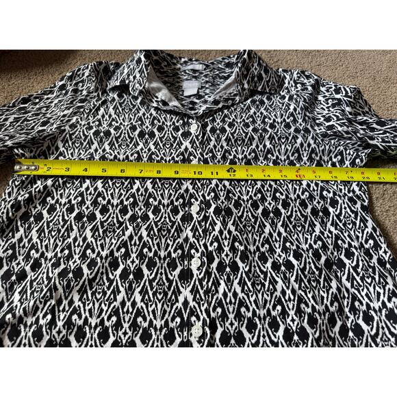 Chico's Womens No-Iron Chic Stretch Button Up Shirt Blouse Classic Corpcore - Picture 4 of 7